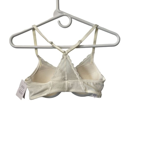 AUDEN LACE BRA FRONT CLASP RACERBACK DEMI COVERAGE OFF WHITE WOMEN'S NWT - Picture 2 of 6